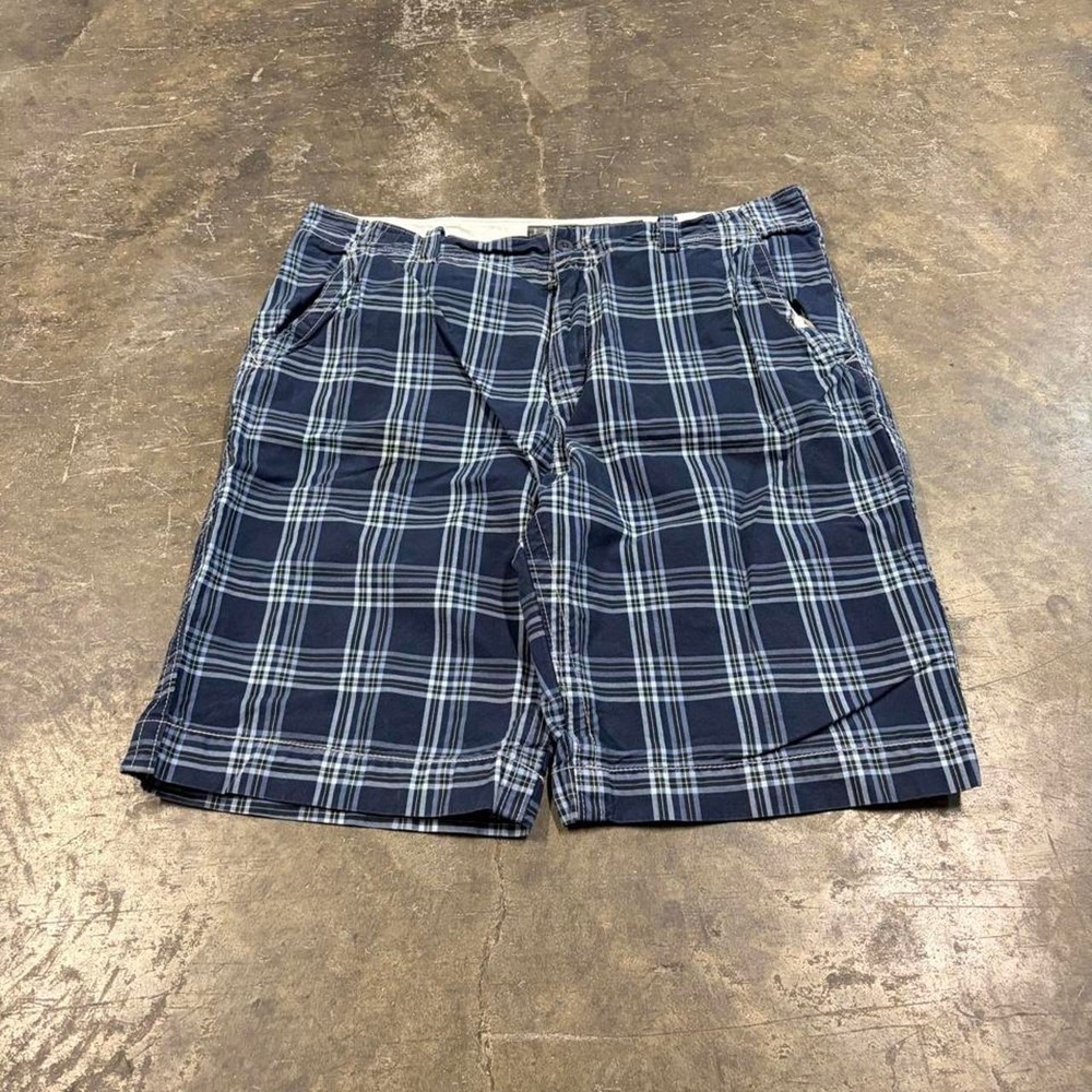 Old Navy Mens Plaid Cargo Shorts Blue Navy Y2K Vintage Size 38 Grunge Skater
